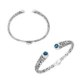 AB-9031-BT Sterling Silver Bracelet With Blue Topaz Q. Jewelry Bali Designs Inc
